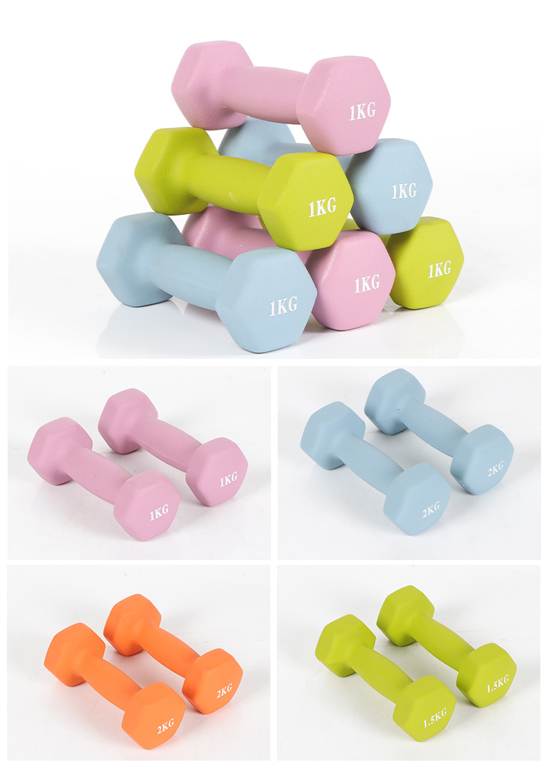Hexagonal molded dumbbells show